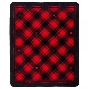 PINK Victoria's Secret Cozy Blanket Dog Red & Black Check Blanket Throw NWT